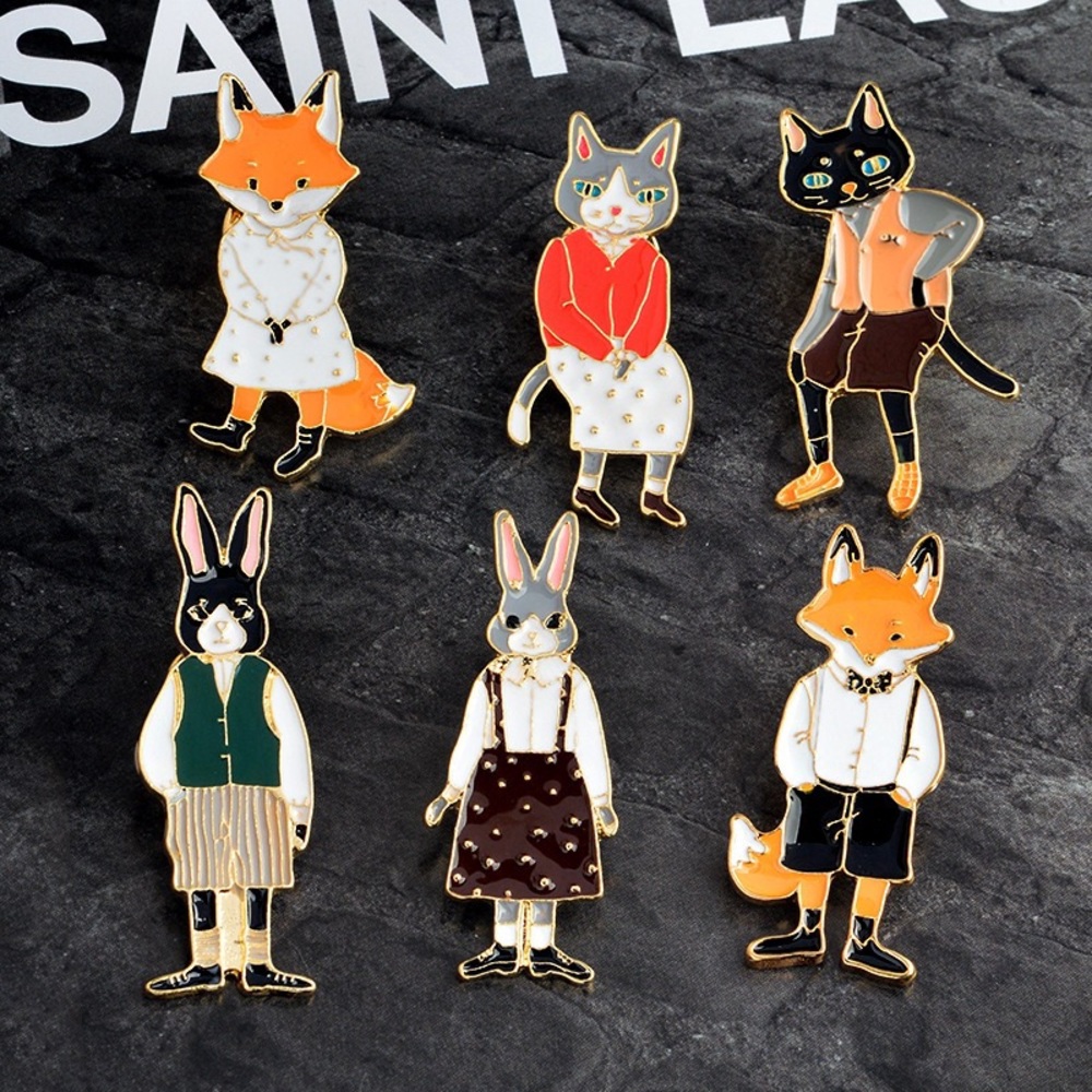New bunny fox cat animal pin brooch